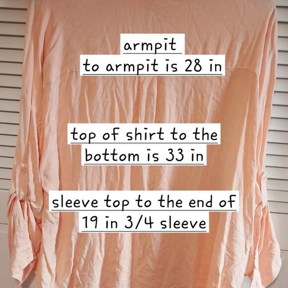 NWT Torrid Womens Peach Button-Up Blouse 2X 18-20 Plus Size 3/4 Sleeve Lightweig - Picture 6 of 9
